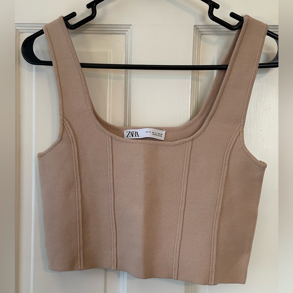 Zara Tan Women's Sweater Crop Top